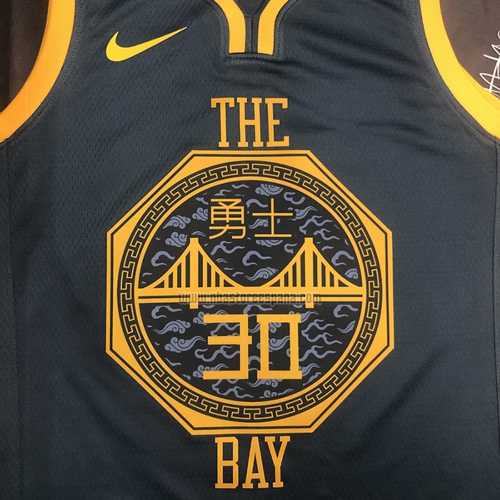 Camiseta Golden State Warriors Stephen Curry NO 30 Ciudad 2018-19 Azul